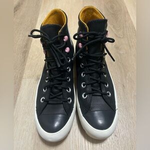 Converse Black and Pink High-Top Sneakers
